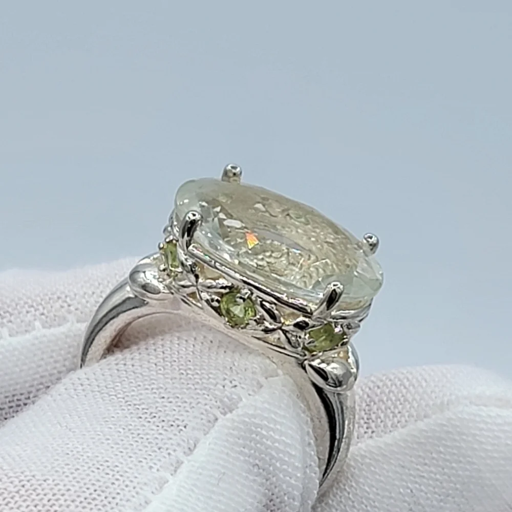 Silver 925 Ring With Green Stones #2351 - Picture 11 of 15